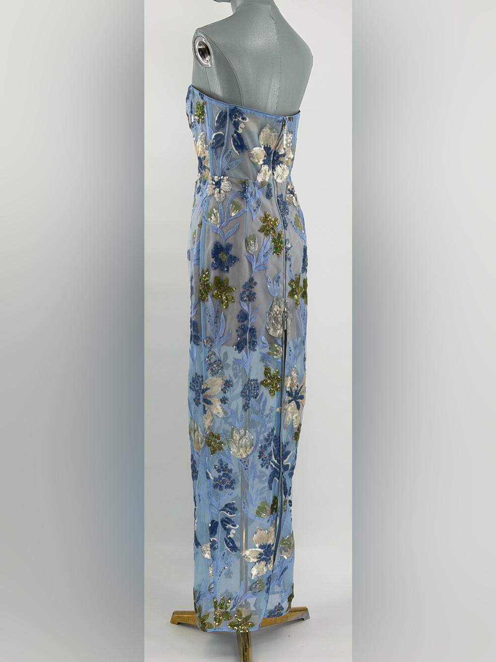 🆕 BRONX & BANCO 🧿 NWOT Dahlia Floral Gown, Baby Blue Multi Maxi - Sz M US 6 - Picture 7 of 17